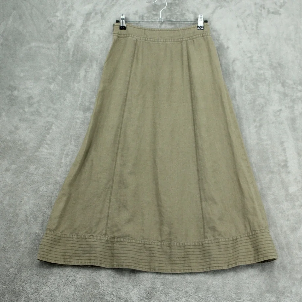 Boden Skirt Women 8 Green Linen Maxi Boho Pockets Modest Gauzy Drawstring Green - Picture 2 of 10